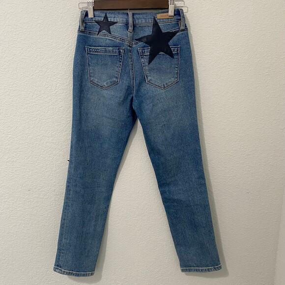 Blank NYC Jeans Womens Size 24 The Madison Crop with Stars Medium Wash - Picture 2 of 10